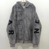 Advbridge Womens Cotton Jacket Solid Color Letters Imitation Mink Velvet Zipper Hoodie Autumn and Winter Couple Style Cotton Cardigan