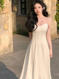 Advbridge Summer New French Elegant Spaghetti Strap Sleeveless Vestidos Mujer A-line Evening Wedding Party Midi Dress For Women