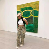 Advbridge Y2k American Retro Jeans for Women Washed Camouflage Pleated Overalls Street Wear Loose Mid High Waist Jeans for Women