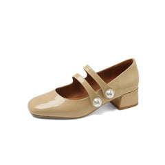 Advbridge New Spring Mary Jane Shoes Casual Shoes Chunky Heels Shoes for Women Square Toe Women Pumps Zapatos Mujer Large Size 34-43