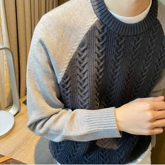 Advbridge Men‘s Wintern outfits 2024 New Sweater Men's Versatile Contrast Color Letter Fashion Casual Knitting Trend Minimalist O-Neck Loose Long Sleeved Tops Advbridge Men‘s Wintern outfits