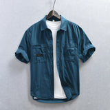 Advbridge  Multi-pocket Safari Style Shirt for Men Casual Turn-down Collar Tops Man Summer New Fashion Loose Button Up Shirts M-4XL