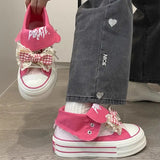 ADVBRIDGE  -  Cute Style Canvas Shoes High Top Thick Sole Womens Casual Shoes Original Red Bow Breathable Lightweight  Feminino Shoes
