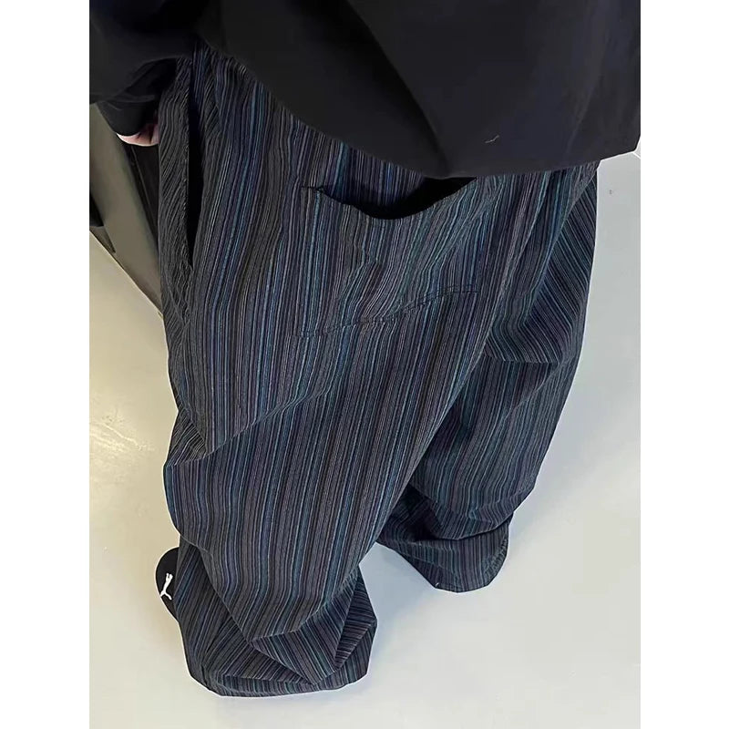 Advbridge Men Trendy American Vintage Striped Oversized Streetwear Baggy Pants Y2K Harajuku Hip Hop Casual Wide Leg Trousers Pantalones