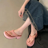 ADVBRIDGE  -  White Flip Flops Woman Slippers Black Chunky Platform Heels Sandals Summer Ladies Shoes Pink Sandalias De Mujer 2025