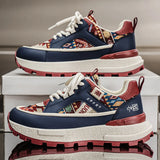 ADVBRIDGE  -  Harajuku Style Blue High Top Sneakers Men EspadrillesBreathable Vulcanized Sneaker New Designer Print Canvas Shoes for Men