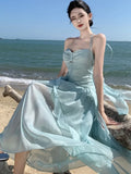 Advbridge Sexy Halter Evening Dresses for Women Elegant Backless Sleeveless Lace-up Party Dress Female Solid Pleat A-Line Vestidos Robe