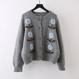 Advbridge 3D Flower Embroidery Sweater Women Autumn Winter Jacquard Knit Cardigan O-Neck Cashmere Wool Knitwear Coat Jumper