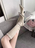 Advbridge New Pointed Toe Suede Knee-High Boots Women Zipper Elastic Socks Boots High Heels Women Fashion Shoes Women Winter Botines Mujer