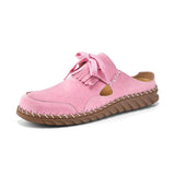 ADVBRIDGE  -  Pink Suede Woman Mules Shoes Big Size 43 Tassel Fashion Women's Shoes Quality Handmade Ladies Flats Summer Half Shoes For Women