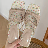 ADVBRIDGE  -  Sweet Wedges Bow Women Sandals Fashion Square Toe Narrow Band Slide Sandals Summer Casual Comfortable Open Toe Women Slippers