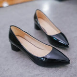 Advbridge 2024 Spring/Summer Autumn Single Shoes Korean Edition Pointed Thick Heels Women's Lacquer Leather High Heels Summer Casual Shoes