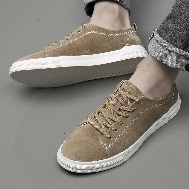 Advbridge White Fashion Men's Leather Sneakers Breathable Casual Loafer Shoes Mens Vulcanized Shoes Skate Shoes Men Tenis Masculino Comfy
