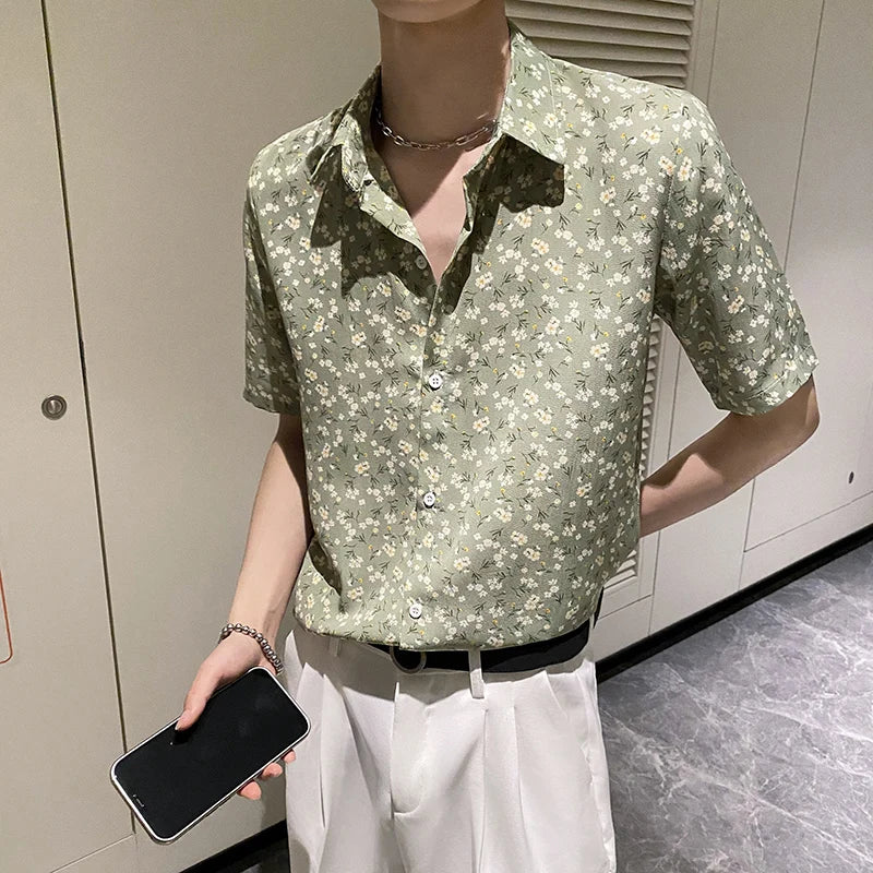 Advbridge Fashion Mens Hawaiian Shirt Male Casual Printed Beach Shirts Short Sleeve Plus Size Classic Style Shirt E123