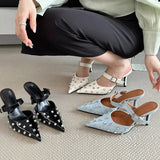 ADVBRIDGE  -   Crystal Diamond Buckle Strap Pointed Toe Women Pumps Slippers Fashion Party Prom Thin High Heels Shoes