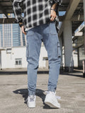 Advbridge Spring Autumn Multi-Pockets Cargo Jeans Men Black Blue Denim Jogger Pants Male Baggy Jean Trousers Plus Size 6XL 7XL 8XL