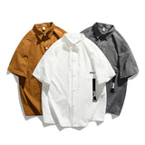 Advbridge New 100% Cotton Men Casual Plaid Shirt Short Sleeved Korean Style Fashion Striped Loose Harajuku Clothes Streetwear 2XL 3XL