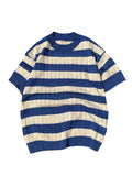 ADVBRIDGE  -  Striped Men'S Tee Clothing Cartoon Home Tee Clothing Popular Youth Contrast Color T Shirt Retro Funny Short Sleeve Q242