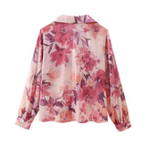 Advbridge Spring/Summer Women's Fashion New Flower Print Shirt&Skirt Set