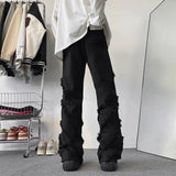 Advbridge Y2K American New Fashion High Street Vibe Destroyed Fringed Jeans Men And Women Vintage Harajuku Wide Leg Micro-trumpet Slacks