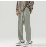 ADVBRIDGE  -  Summer Suit Pants Men Fashion Society Mens Black Dress Pants Korean Loose Straight Casual Pants Mens Office Formal Trousers