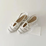 ADVBRIDGE  -  Niche Design Hollow Out Breathable 2025 Summer New Buckle Strap Women's Sandals Baotou Square Heel Bow Tie Casual Sandals Women
