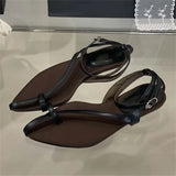 ADVBRIDGE  -  Summer Pointed Clip Toe Flat Heels Women Sandals Fashion Buckle Strap Casual Beach Party Flip Flops Shoes