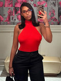 Advbridge New Solid Color Sleeveless Women's Halter Top Sexy Slim Fit Off Shoulder Chic Shirts 2025 Lady High Street Seaside Vacation Tops