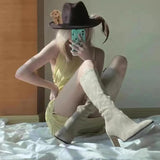 Advbridge New Pointed Toe Suede Knee-High Boots Women Zipper Elastic Socks Boots High Heels Women Fashion Shoes Women Winter Botines Mujer
