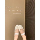 ADVBRIDGE  -  Elastic Band Silk Bow Ballet Flat Shoes for Women Round Toe Pink Bow Loafers Soft Soled Women Silk Deer Leather Shoes