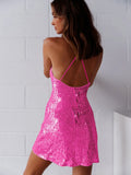ADVBRIDGE  -  Women Sequin Cami Dress Glitter Sleeveless Shiny Dress Mini Dress Vintage Bodycon Dresses Sexy Lady  Evening Party Casual Dress
