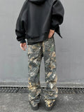 Advbridge American tree patterned camouflage jeans for men ins loose Harajuku straight tube printed trendy men and women hip-hop pants
