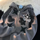 Advbridge Best Sellers Vintage Embroidery Star Full Zip Up Hoodie Jacket Oversized Sweatshirt Goth Harajuku Y2k Streetwear Men Clothing