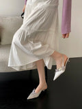 ADVBRIDGE  -  Sexy Crystal Butterfly-knot Women Pumps Elegant Pointed Toe Thin Low Heels Slingbacks Prom Shoes Zapatos De Mujer