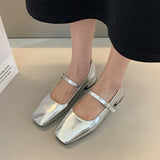 Advbridge -  New Fashion Flats Brand Design Square Toe Women Ballet Shoes Casual Buckle Strap Female Dress Shoes Low Heels Shoes