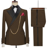 Advbridge Solid Men's 2 Pieces Suit Double Breasted Jacket and Trousers Dinner Party Wedding Groom Tuxedos Slim Fit Formal Business Suits