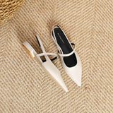 ADVBRIDGE  -  Women's Flat Sandals Minimalist Pointed Flat Sole Shoes One Word Strip with Empty Back Low Heel Women's Shoes Sandalias Mujer