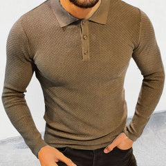 Advbridge Men's Clothing Fashion Solid Collar Button Social Sweater Streetwear Winter Long Sleeve Rib Top Autumn Slim Knitted Shirts