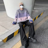 Advbridge Panelled Sweaters Men Korean Style O-neck Baggy Daily Tender Temperament Unisex Fitness Teenagers Spring Autumn Fashion Leisure