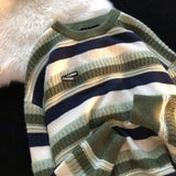 Advbridge American Vintage Knitted Sweater For Women And Men Casual Couple Autumn Winter Warm Comfortable Idle Style Oversized Stripe Top