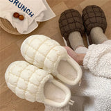 Advbridge Sweet Girls Home Slippers Women Simple Puff Cotton Shoes Female Winter Plush Indoor Bedroom Non-slip Warm Soft Footwear