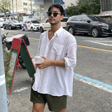 Advbridge Summer New Korean Style Breathable Shirt, Casual Loose Cotton Linen Fabric Men's Shirt Thin Coat