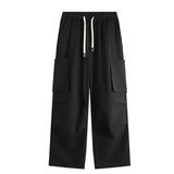 Advbridge New Chic Men's Casual Ice Silk Pants Loose Straight Wide Leg Solid Color Male Drawstring Trousers Summer Simple 2024