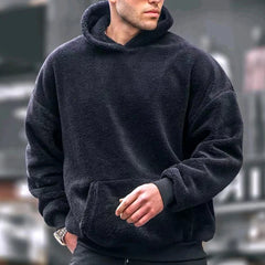 Advbridge Fashion Soft Solid Fleece Hoodie Pullovers Men Winter Long Sleeve Pockets Hooded Sweatshirts Autumn Male Clothing Hoodies