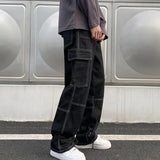 Advbridge Cargo jeans Men Wide Leg Jeans Hip Hop Casual Men's Straight Baggy Denim Pants Streetwear Skateboard Pant Neutral Trousers
