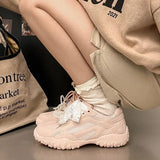 ADVBRIDGE  -  Summer New Color Breathable Soft Sole Comfortable Women Shoes Crescent Insole Height Lace Pearl Casual Sneakers