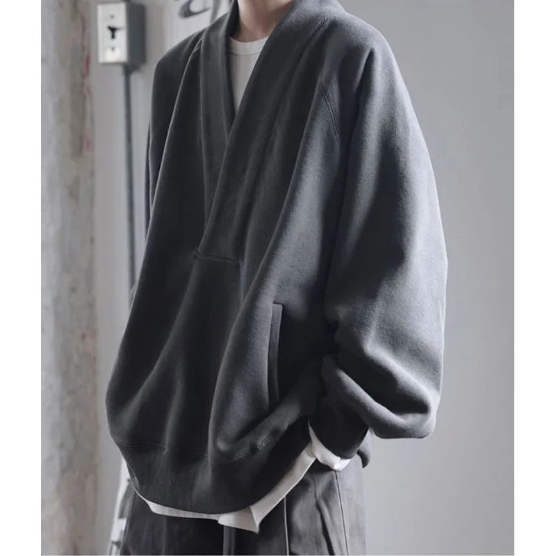 Advbridge Men‘s Wintern outfits New Spring and Autumn Fashion Simple Trendy Men's V-Neck Loose Casual Small Puppy Handsome Lazy Men's Oversize Sweater Advbridge Men‘s Wintern outfits