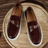 ADVBRIDGE  -  Newrst Men's Casual Slip-on Moccasins Classic Burgundy Buckle Decorated Loafers Mens Board Shoe Driving Flats