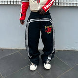 Advbridge Y2k Hip Hop Harajuku High Street Streetwear Mens Jeans Striped Pattern Printed Wide Leg Pants Casual Commuting Womens Pants