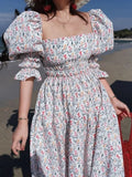 Advbridge Fragmented Flower Sexy Backless Dress, Women'S Generous Collar Design, Seaside Vacation Wearing Split Long Skirt